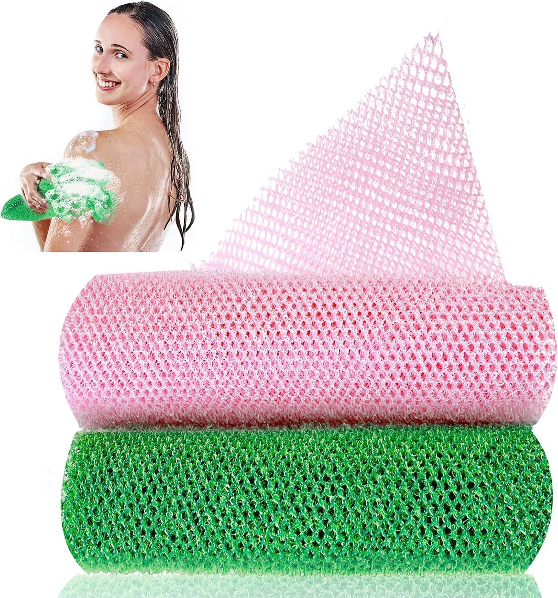 2 Stuks Exfoliërende Douche Spons voor Lichaam en Rug - Peeling Net