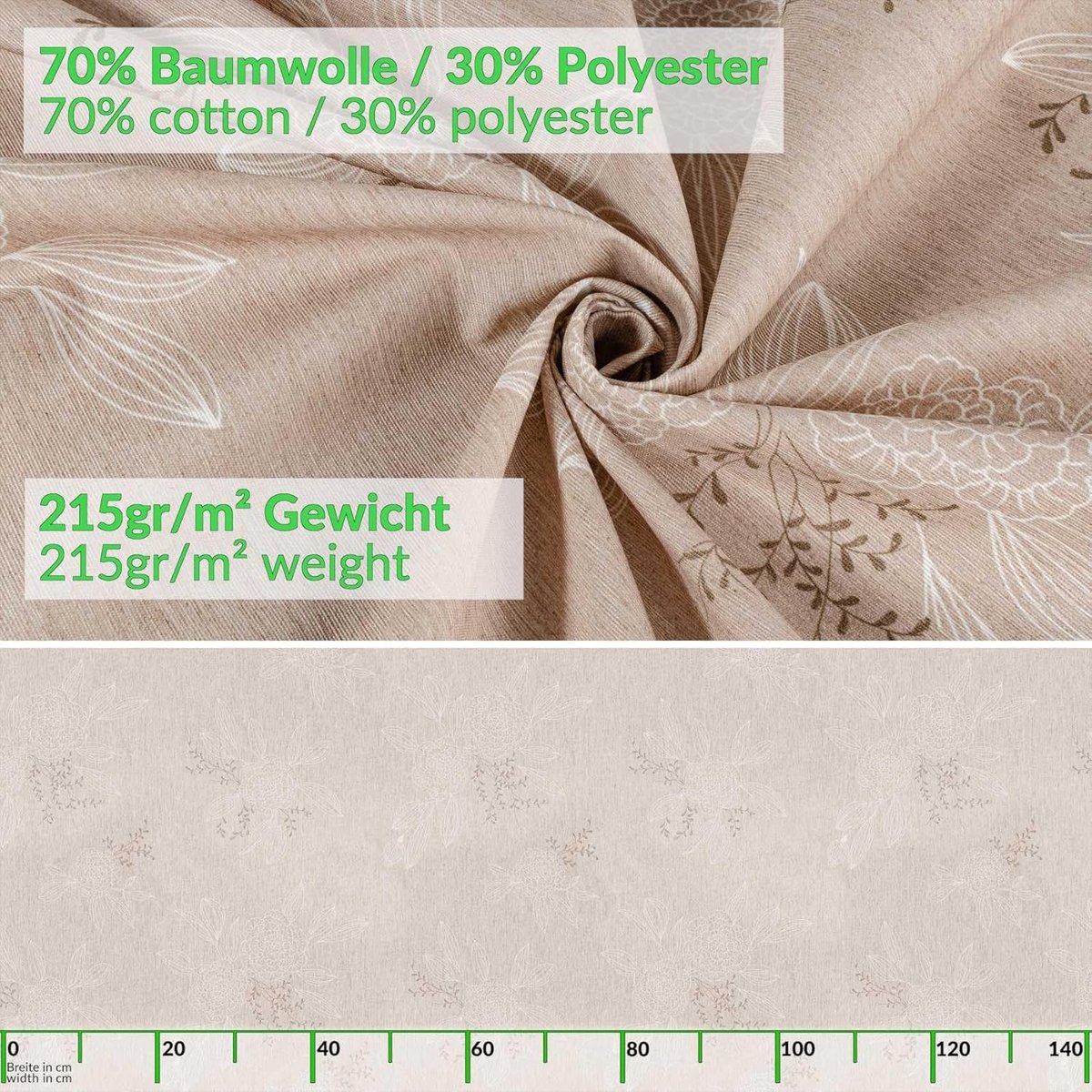 Waterafstotend Tafelkleed Katoen Polyester Rechthoekig Beige Met Biesrand