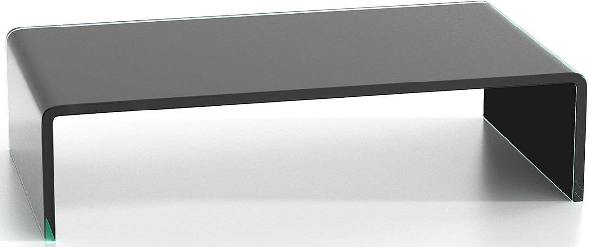 Glazen TV-Meubel Verhoger Zwart voor Monitor of Laptop (Diverse Maten)