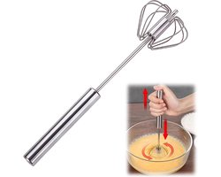 Alriedy Stainless Steel Semi-Automatic Whisk, Stainless Steel Semi-Automatic Whisk, Hand Mixer without Power, Hand Blender for Strokes Easy to Clean for Kitchen and Baking (25.4
