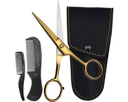 ONTAKI Professionele Duitse Stalen Baard- & Snorren Schaar (5) Goudkleurig Messing