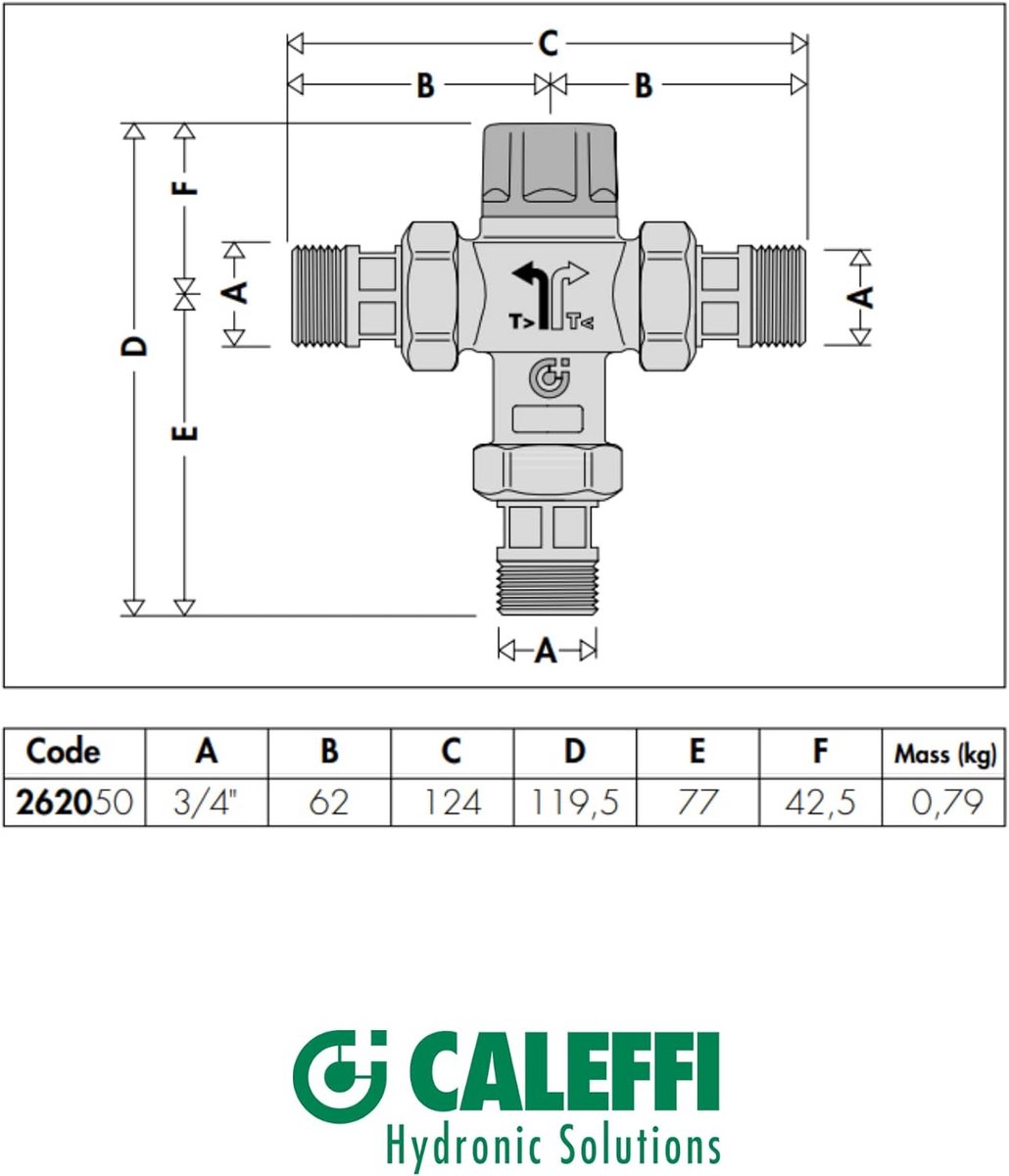 Thermostatische Omstelkraan 3/4 inch voor Zonneboilers - Temperatuurregeling 35-55°C