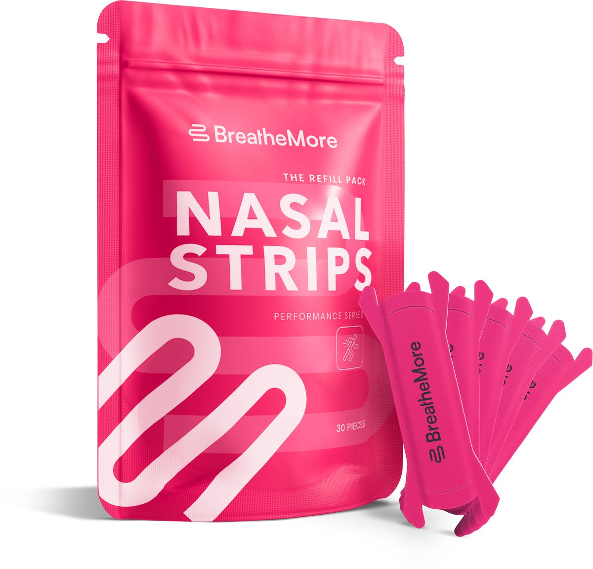 BreatheMore® Neusstrips - The Performance Series - neusspreider - Refill Pack - Roze - 30 stuks
