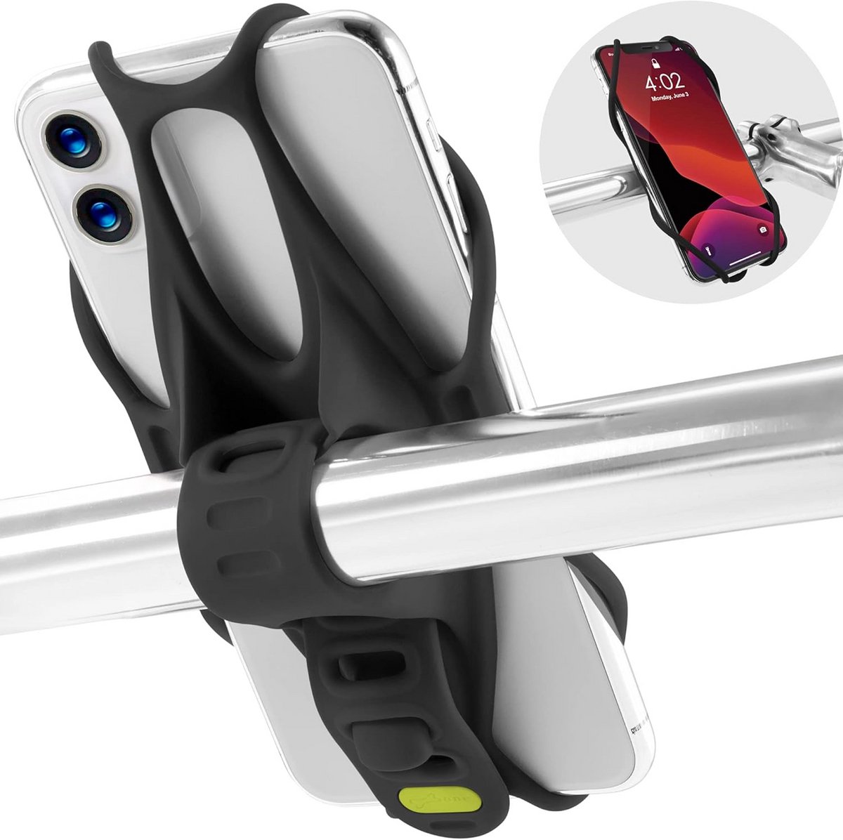 Universele Fiets Telefoonhouder Zwart - Schokdempend & 360° Draaibaar