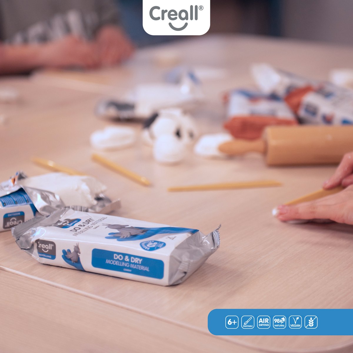 Creall Do & Dry | Luchtdrogende klei kleur Wit | 1 x 1000g | Made in Holland | Zacht en klaar voor gebruik | Made in Holland | Knutselwerk kinderen, school, hobby, DIY en creatieve projecten — afbeelding 6