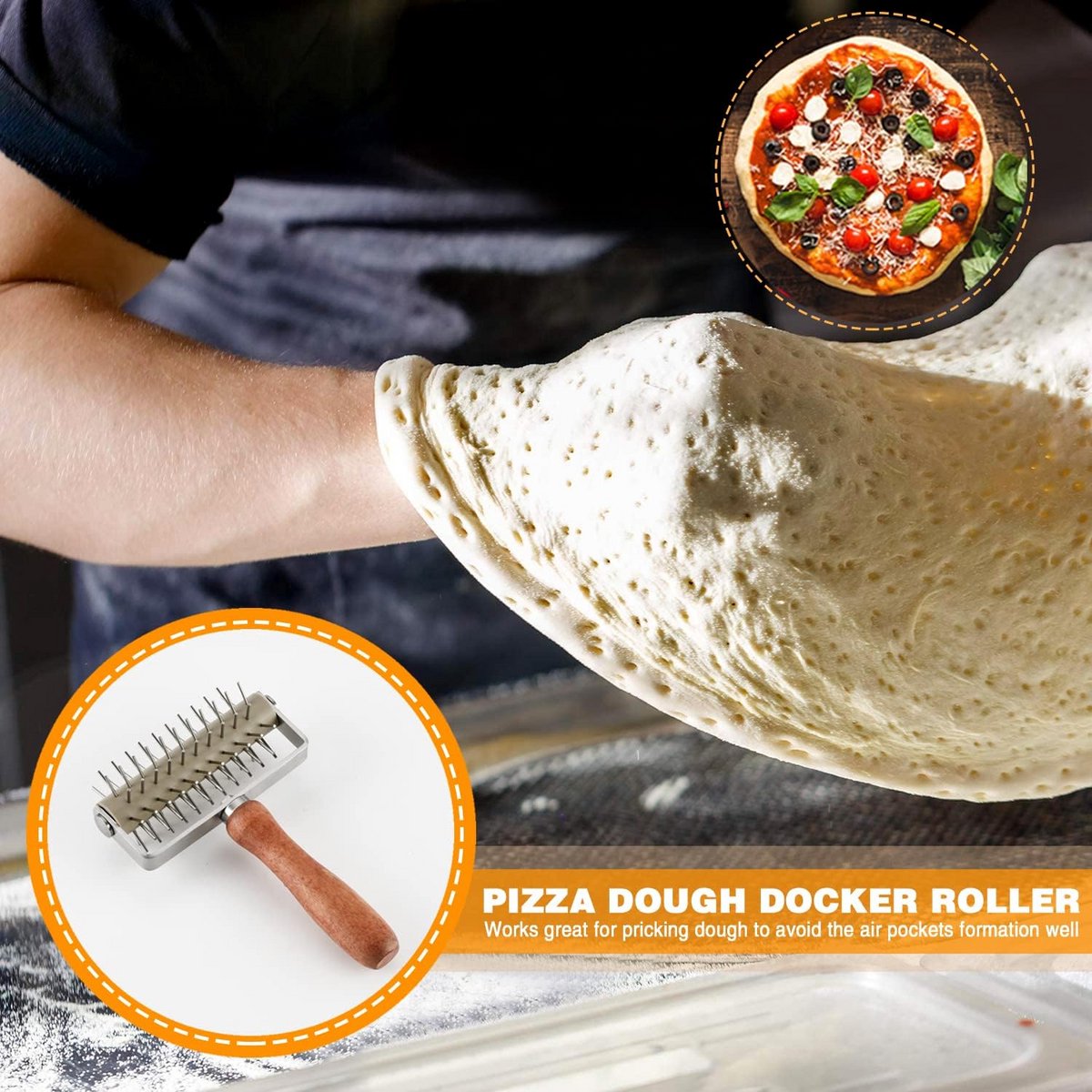 RVS Deegprikker met Houten Handvat voor Pizza, Brood en Gebak - Tijdbesparend Gereedschap