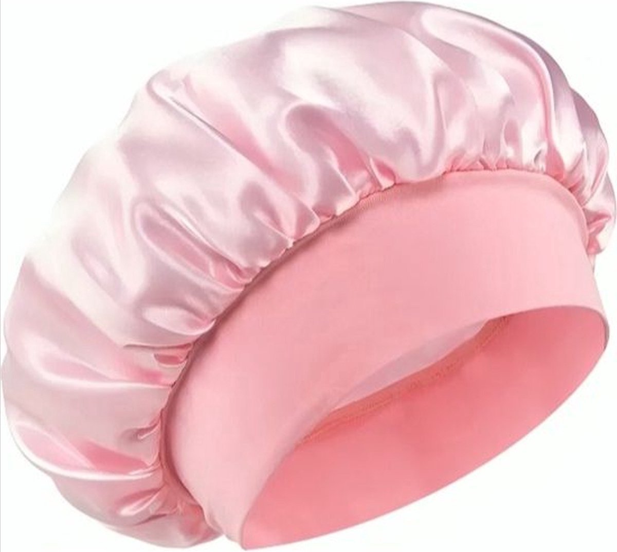 Satijnen bonnet - Slaapmuts - Haarbescherming - Haar beschermen tijdens slapen - Krullen beschermen - Haarkapje - Hair/sleeping cap - Curl protection - Lichtroze - Jonyx