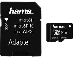 256GB microSDXC Kaart - Class 10 UHS-I Snelheid tot 80MB/s met Adapter