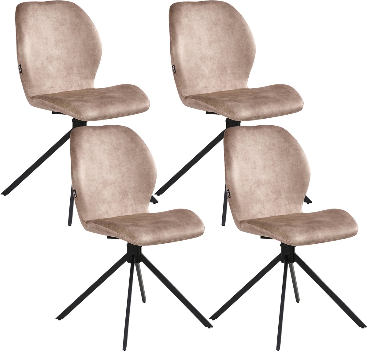 MORRISON - Eetkamerstoel set van 4 - Beige - Fluweel