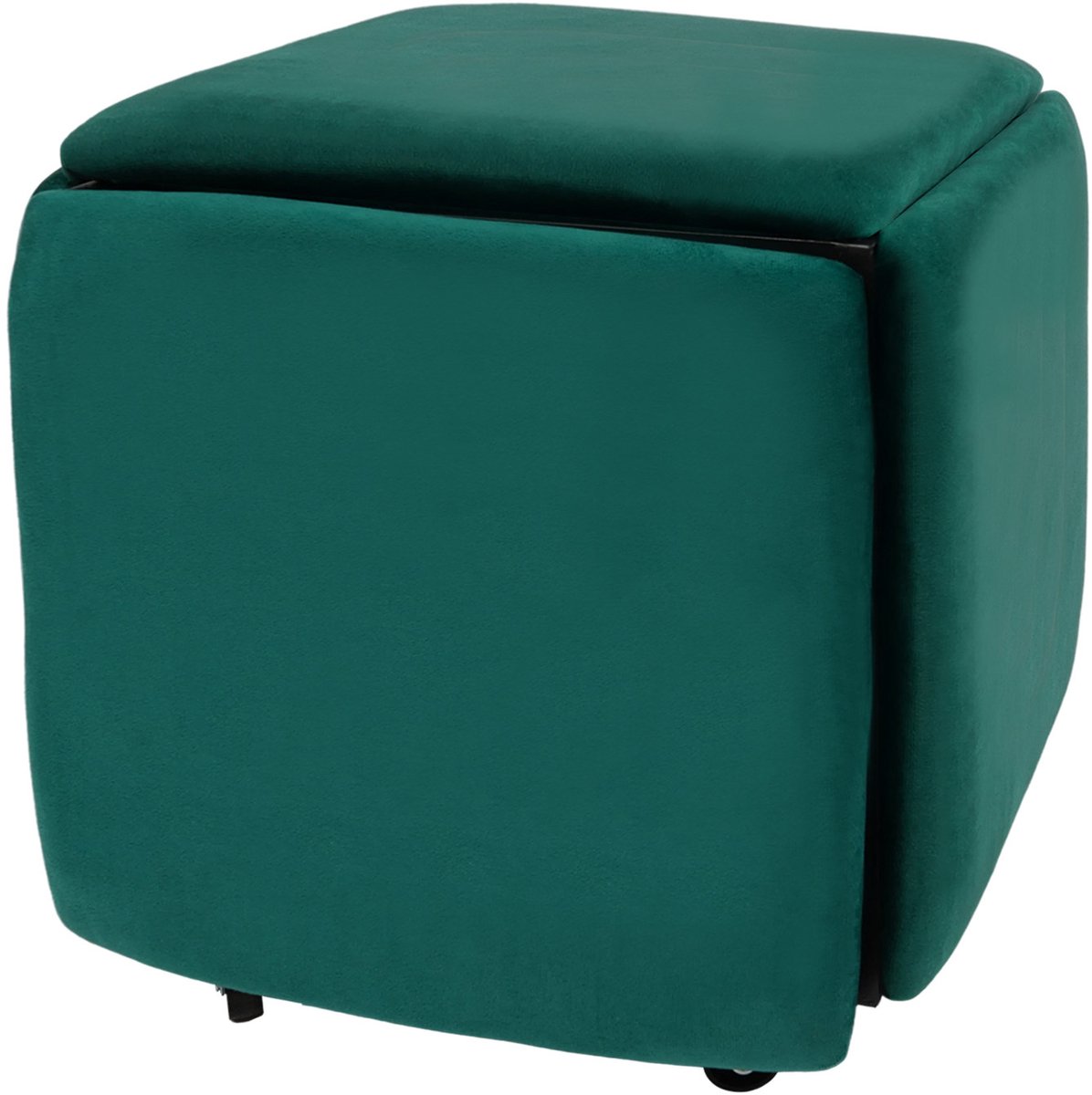 Stoelen-5-in-1 Sofa Kruk- poef - stoel-Voetenbank met Draaibare Wieltjes-Betrouwbare Zitkubus, Opstapbare Combinatiekruk-GROEN.