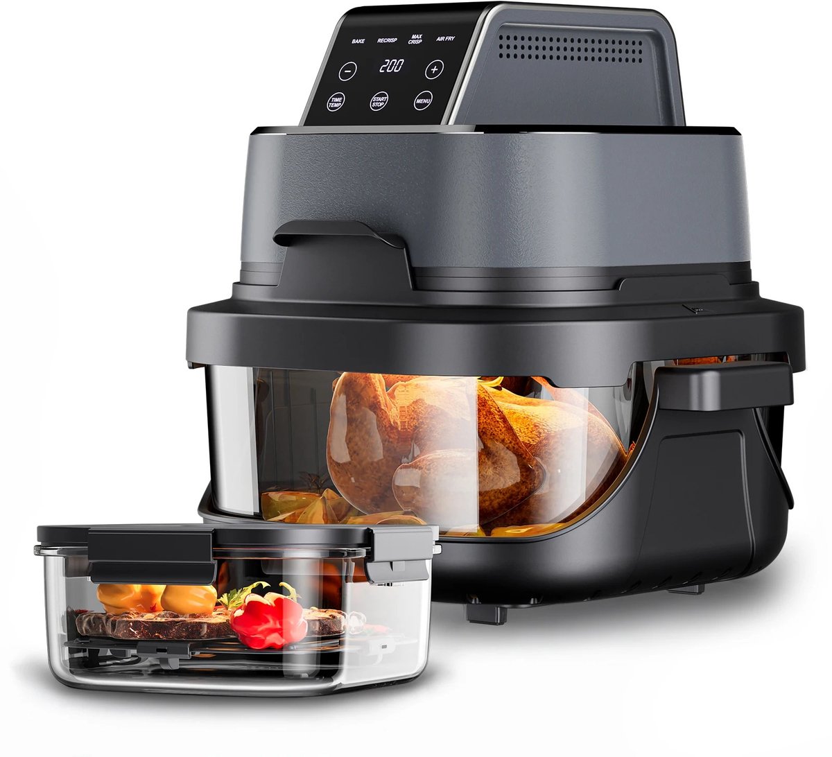 Sensova - Airfryer Multifunctionele Heteluchtfriteuse met Easy View Vensterglascontainer - Hi-Fry Technologie voor Gezond Frituren Zonder Olie - Krachtige 1500W Airfryer voor Bakken, Grillen en Roosteren - Gebruiksvriendelijk en Veelzijdig
