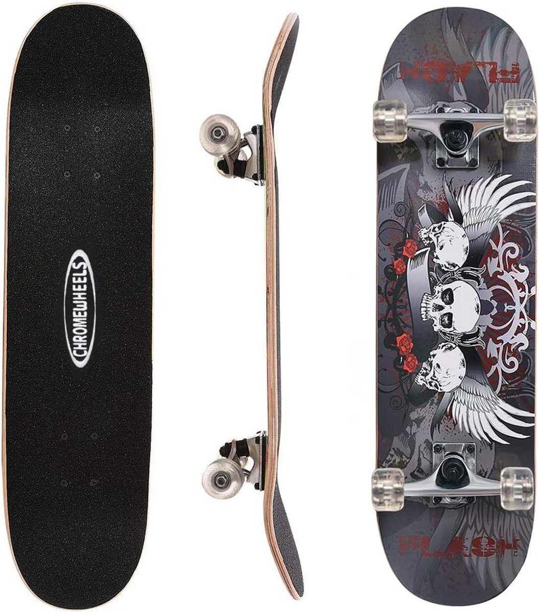 Skateboard Dubbele Kick Cruiser 31 inch 8 Laags Esdoorn Houten Deck voor Beginners en Kinderen