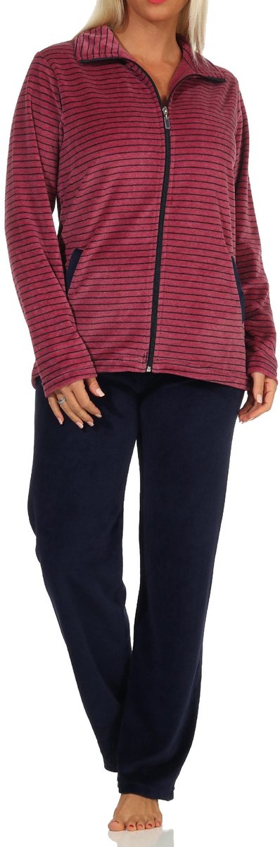 Normann Elegant Dames Gestreept Homewear Nicky Fluweel - 212 216 98 237 beere