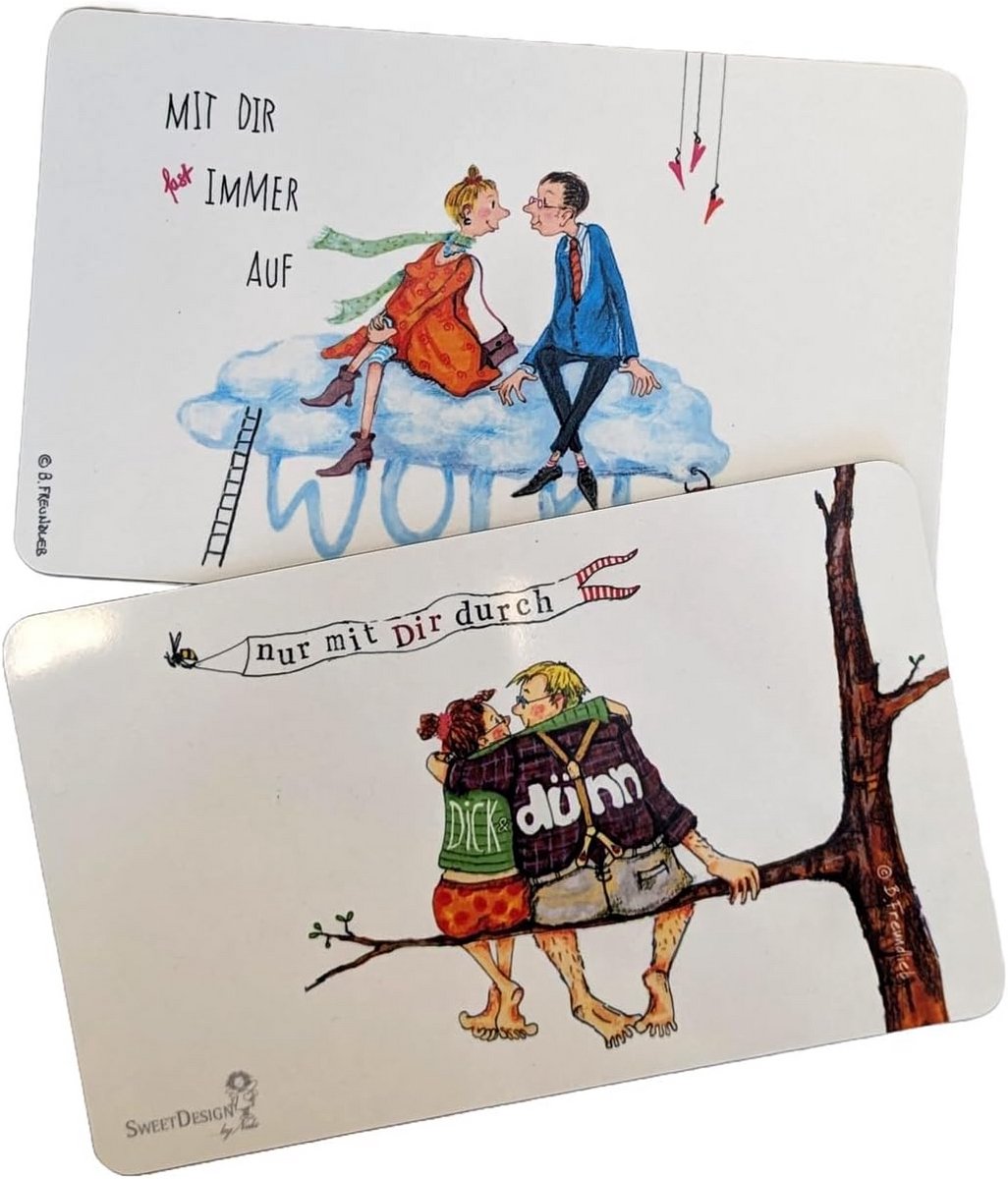 Set van 2 Ontbijtplankjes met Humoristische Kunst Snijplank Ovaalformaat