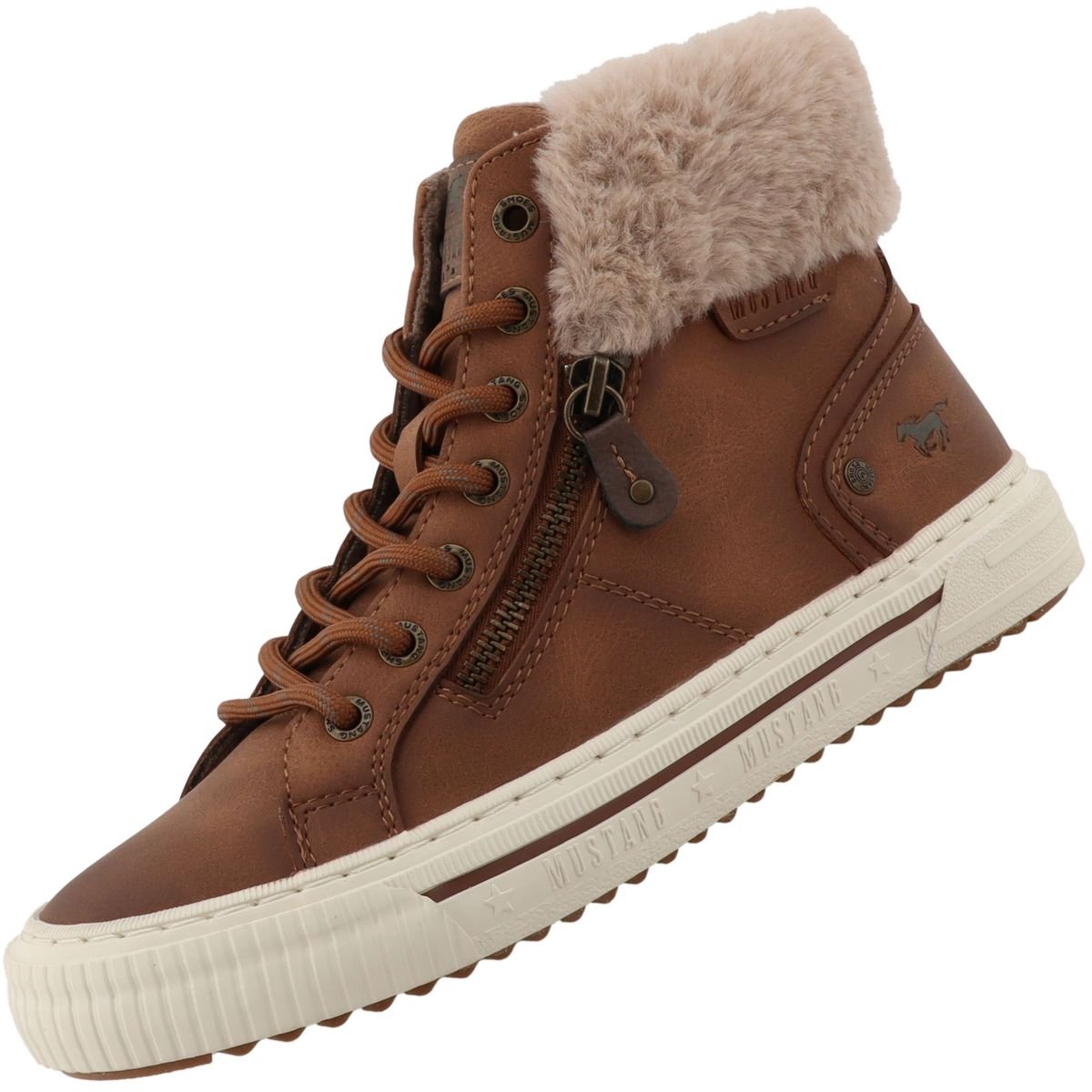 Mustang dames hoge sneaker bruin