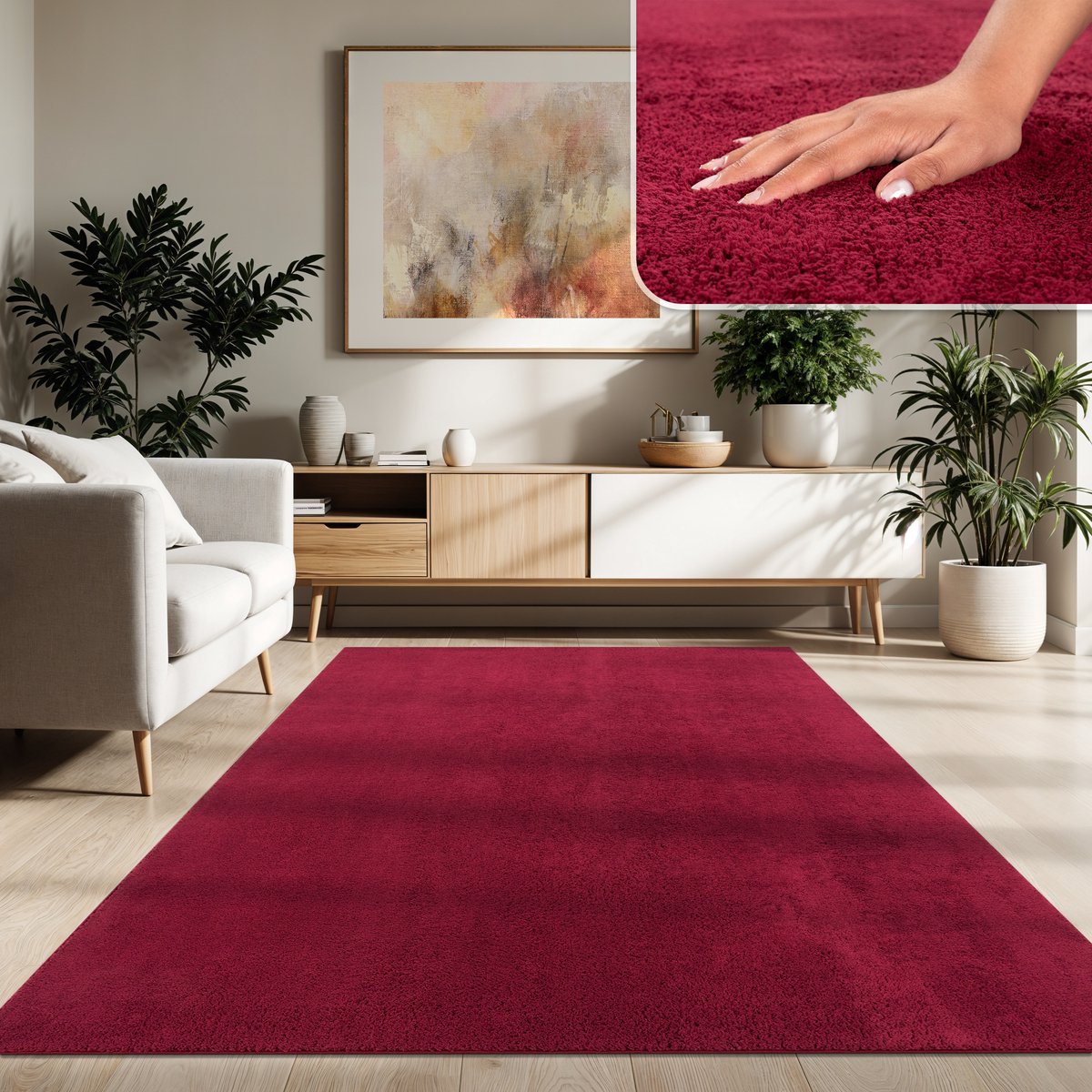 Paco Home Moderne woonkamer tapijt kortpolig wasbaar zacht uni effect bont antislip 240x340 cm