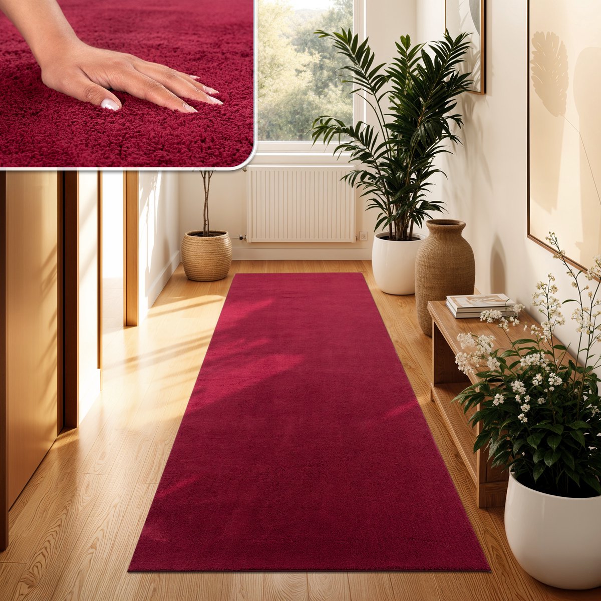 Paco Home Moderne woonkamer tapijt kortpolig wasbaar zacht uni effect bont antislip 80x300 cm