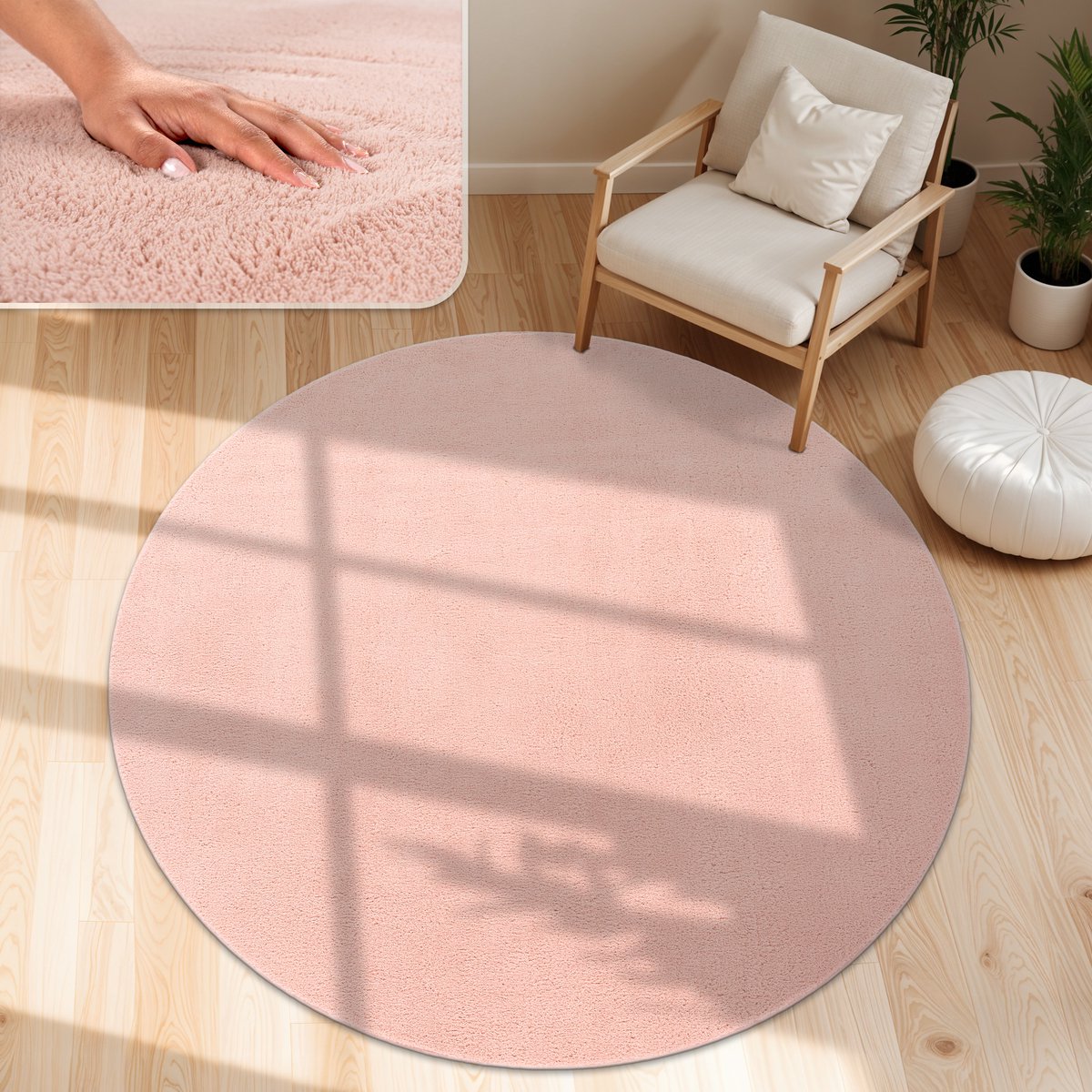 Paco Home Moderne woonkamer tapijt kortpolig wasbaar zacht uni effect bont antislip 160 cm Rund