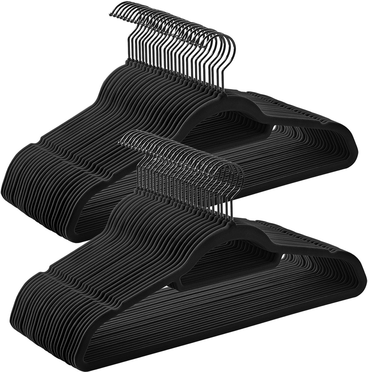 Fluwelen hangers – Fluweel – Wolkenwit – Set van 50 met antislipdesign en roségouden draaibare haak