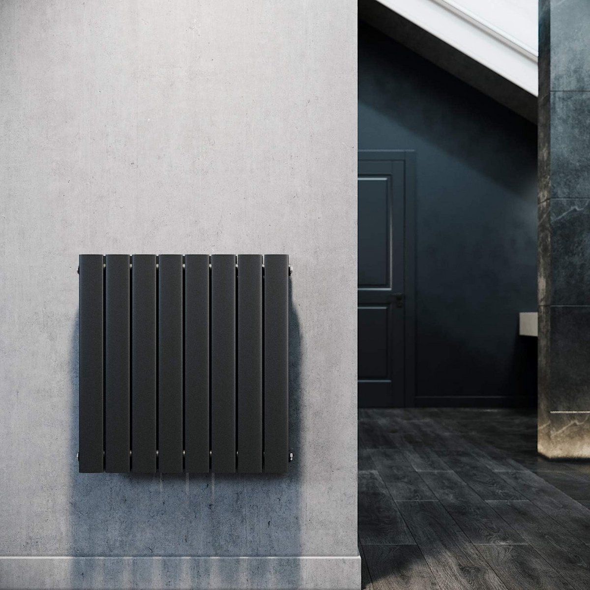 Vlakke Paneelradiator Horizontaal Antraciet - Design Badkamerverwarming en Woonkamer - Dubbellaags