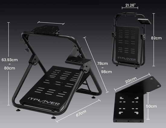 HHHK - Wheel Stand + Gearshift Holder - Playseat - Next Level Racing - Opklapbaar - Racestuur - Zwart - Opvouwbaar - Verstelbaar van Merkloos — afbeelding 5