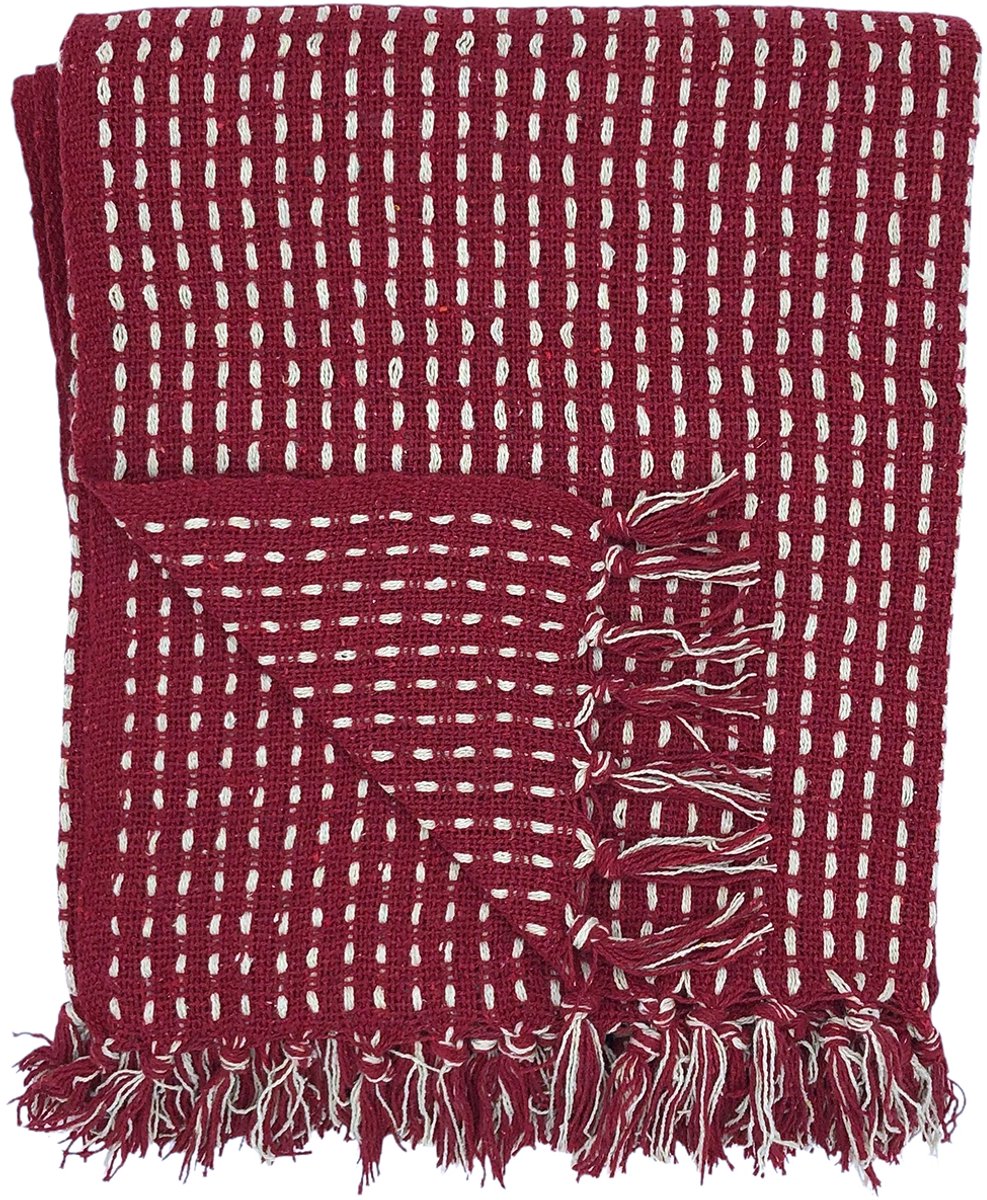 Lavandoux - Geweven Plaid - Woven Throw - Katoen - 125 x 150 cm - Rood
