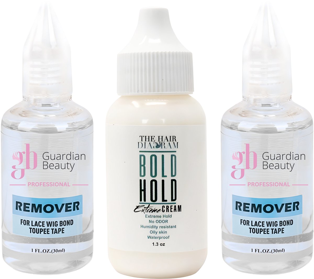 Pruik Lijm & Guardian Beauty Remover Set - Bold Hold - Extreme Creme - 1.3 oz. + GB Remover - Transparant - The Hair Diagram - For Lace Wig Bond and Toupee Tape - 2 stuks - 30ml - Haarextensions