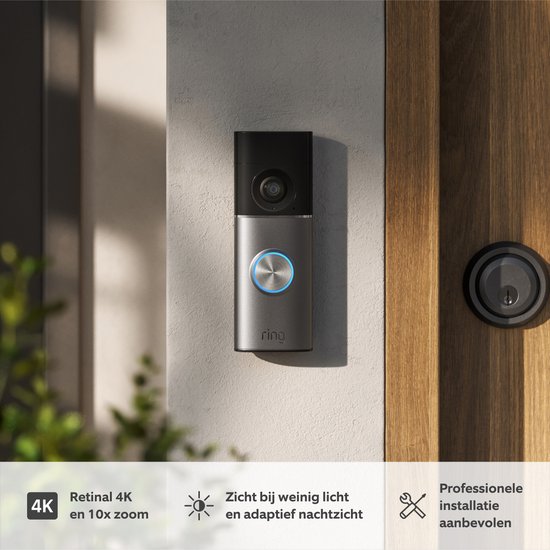Ring Bedrade videodeurbel Pro (nieuwste generatie) - Zilver - Vaste Aansluiting - 4K video