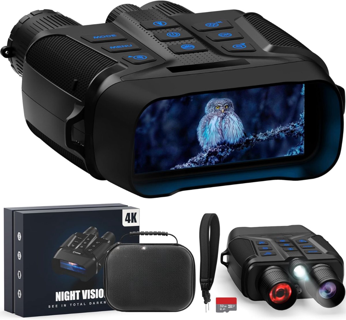 Zyrex® Nachtkijker - Nachtzichtkijker - Infraroodkijker - 10-voudige Zoom - 32 GB Geheugenkaart - Zwart - 27cm x 21cm x 11cm
