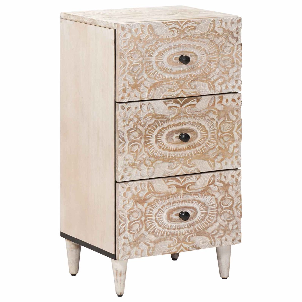 vidaXL - Dressoir - met - lade - Wit - 40 - x - 33,5 - x - 75 - cm - Massief - Mango - Hout