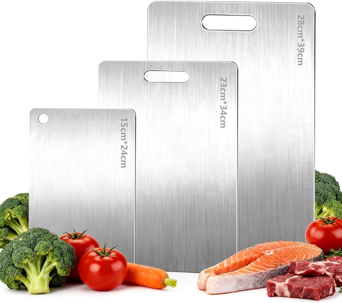 Snijplank Set - Keukenplanken - Voedselbereiding - Titanium Versterkt Staal - 3 Delig