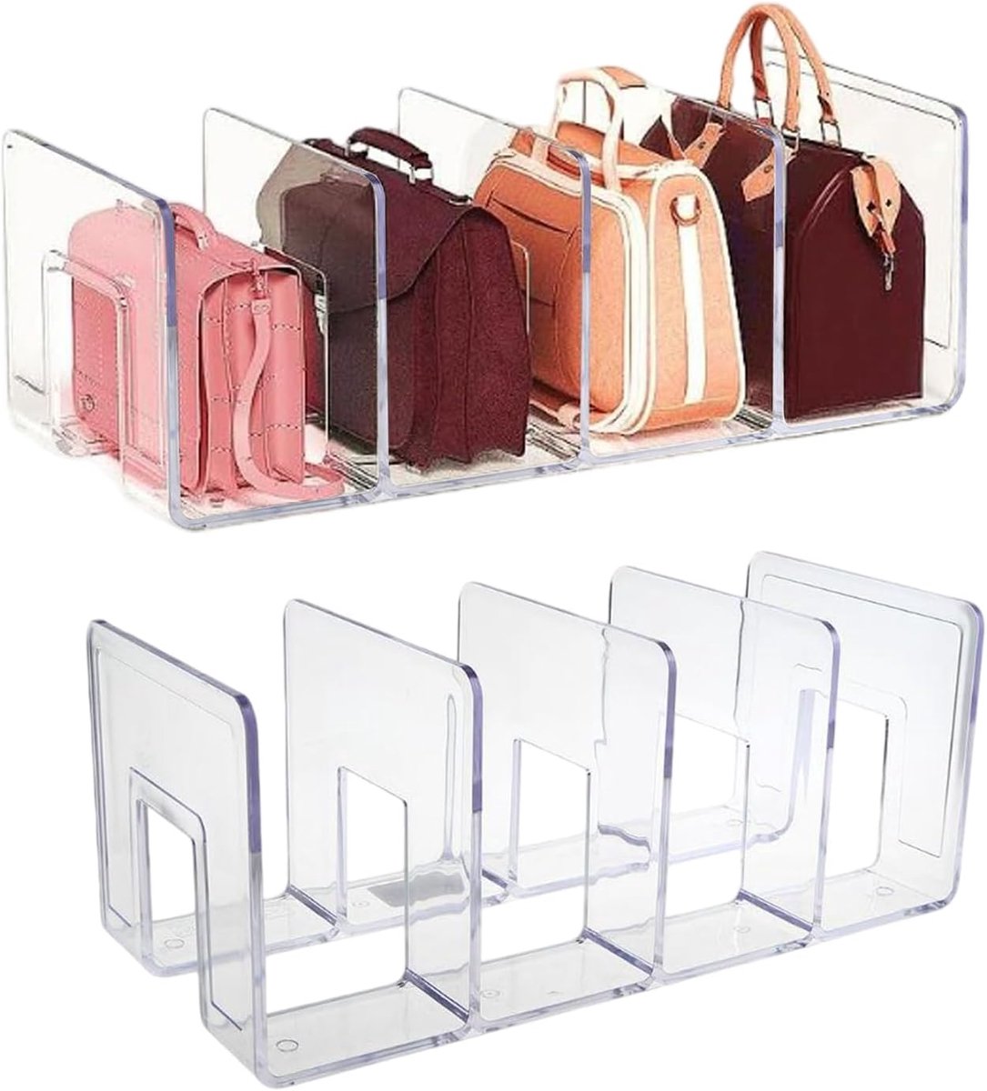 Tas Organizer - Opberger Kast - Tas Opbergen - Stapelbaar Ontwerp - 32x14.5x13cm - Transparant