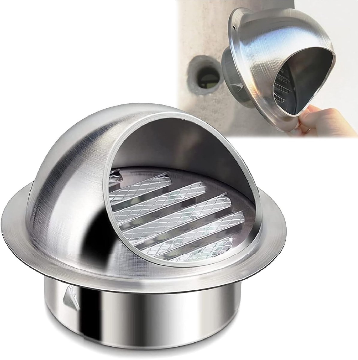 Ventilatierooster RVS - Wandafvoer - Buiten Ventilatie - Weerbestendig Mesh - Diverse Maten - Zilver