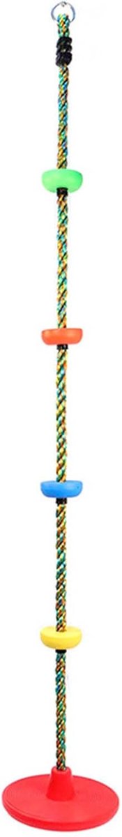 Klimtouw met schijf - Schommel accessoires - Actieve ontwikkeling - Inclusief klimplatform - 200 cm lengte - Kleurrijk