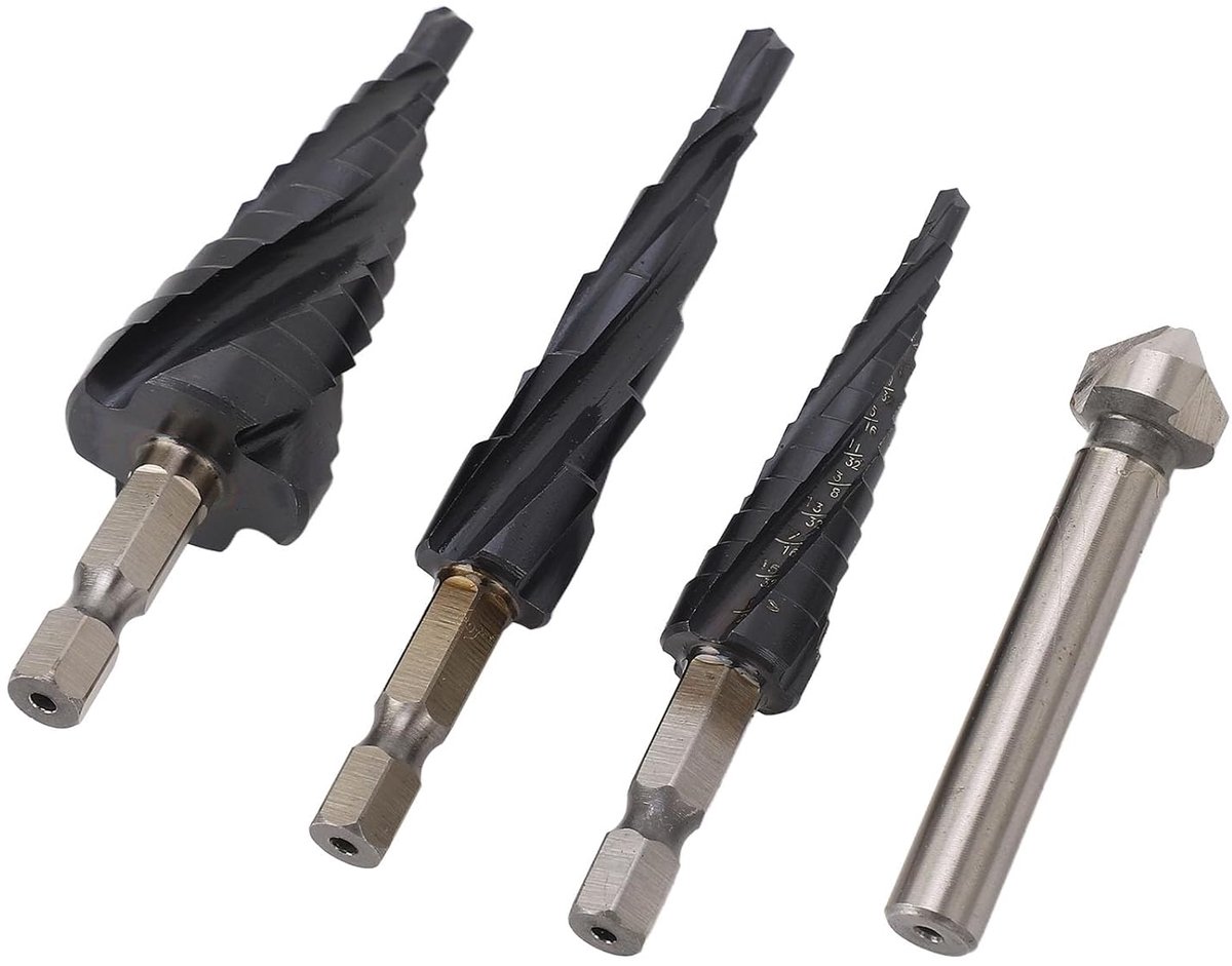 Stapboor Set - Metaal Boren - Precisie Werk - 4 Spiraalgroeven - 1/4 Inch Schacht