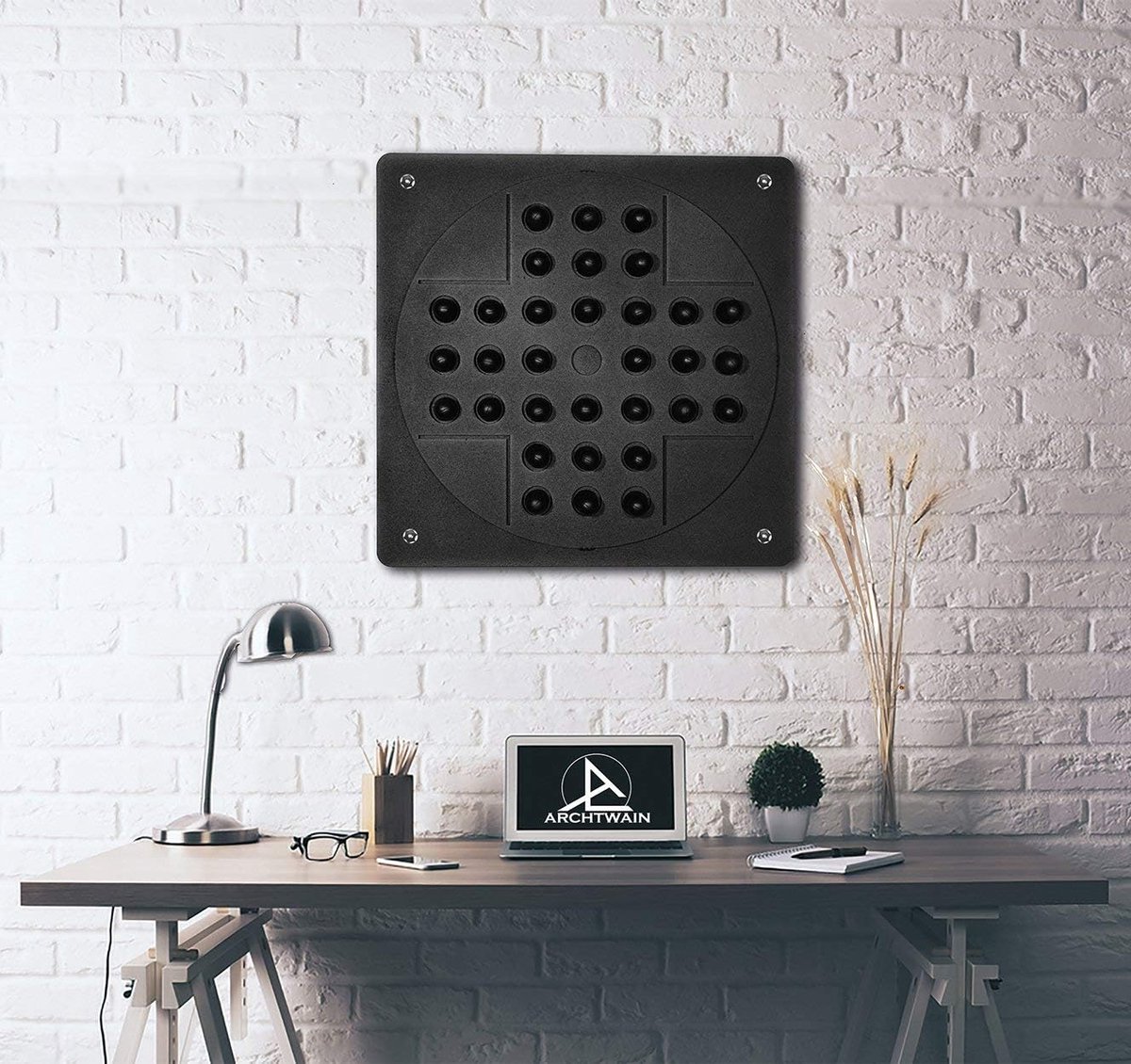 Wandspel - Muurdecoratie Kunst - Unieke Uitdaging - Speciale Pion Accessoires - 45x45cm - Mat Zwart