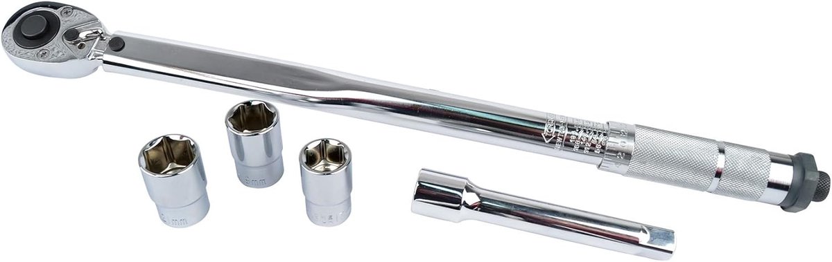 Momentsleutel Set - Precisie Sleutel - Vastzetten Bouten - Inclusief Steeksleutels - 210 Nm - Zilver