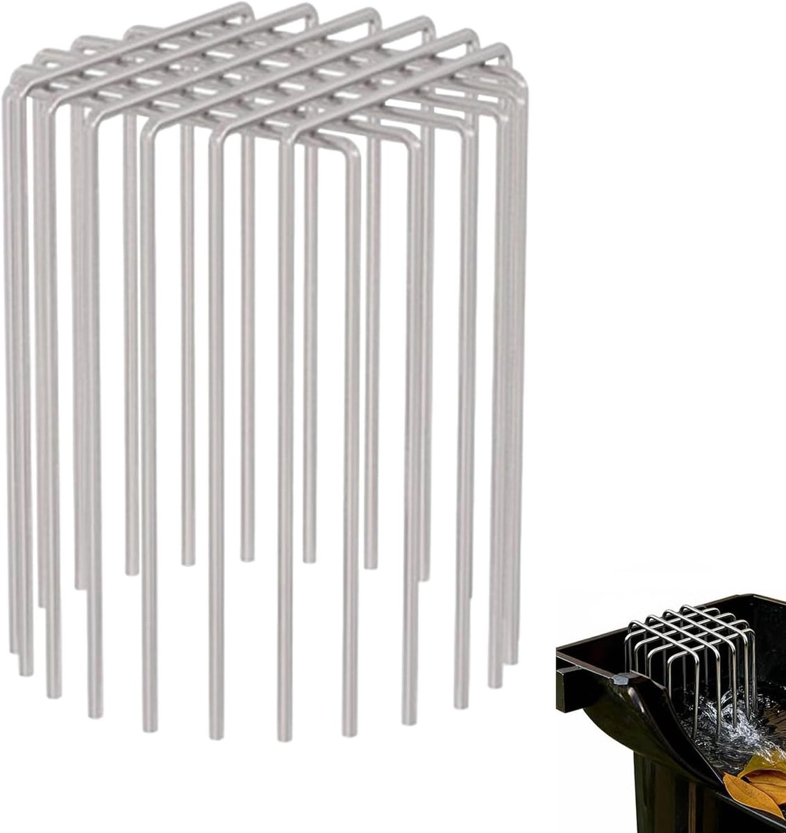 Gootbeschermer - Regenpijp Filter - Voorkomt Verstopping - Duurzaam Roestvrij Staal - 8x8x11 cm