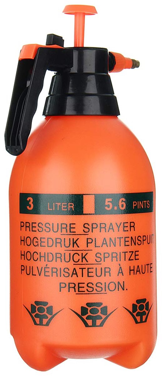 Drukspuit Fles - Plantenvernevelaar Tuinspuit - Tuin Onderhoud - Verstelbare Spuitkop - 3L Capaciteit - Oranje Rood