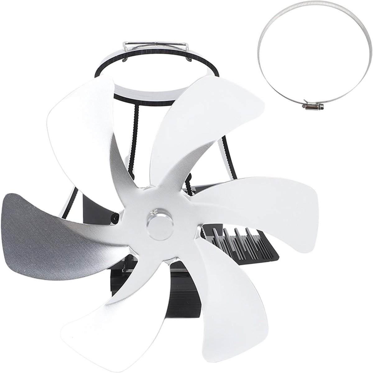 Kachelventilator - Warmte ventilator - Efficiënte warmte - Zelfaangedreven energiezuinig - 6-bladig ontwerp - Zilver