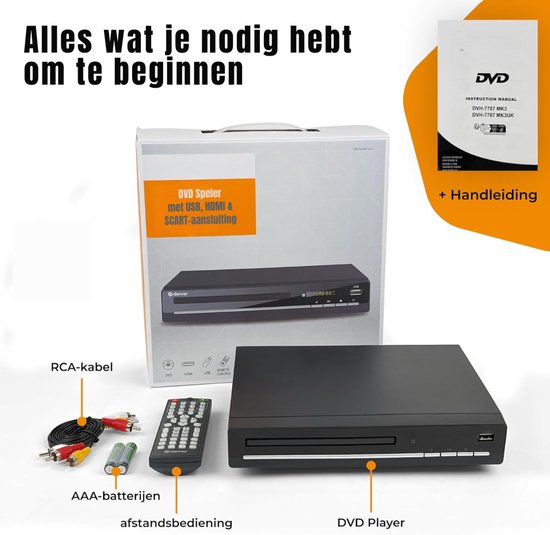DEXO® DVD Speler met HDMI - Externe Dvd Speler - Blu Ray Spelers - Zwart - 23cm x 23cm x 4cm van Dexo — afbeelding 3