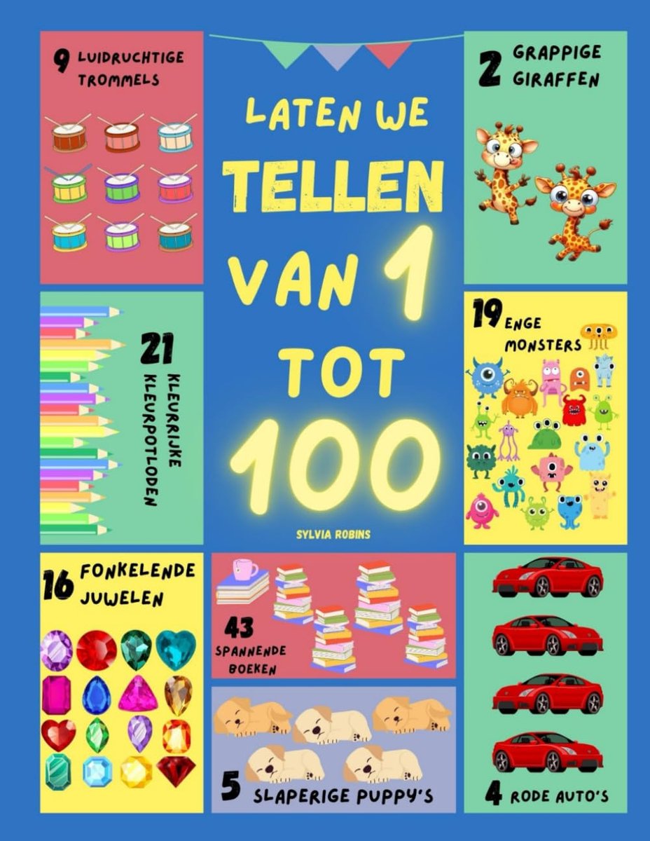 Telboek 1 tot 100 - Interactief Leerboek - Kinderen Leren Tellen - Kleurrijke Afbeeldingen Oefeningen - 8.5 x 11 Inch