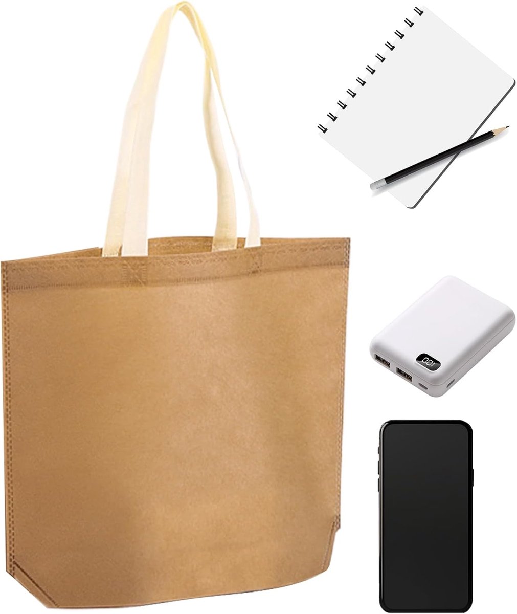 Herbruikbare Tassen - Non Woven - Boodschappen & Picknick - Grote Capaciteit - 33x10x26cm