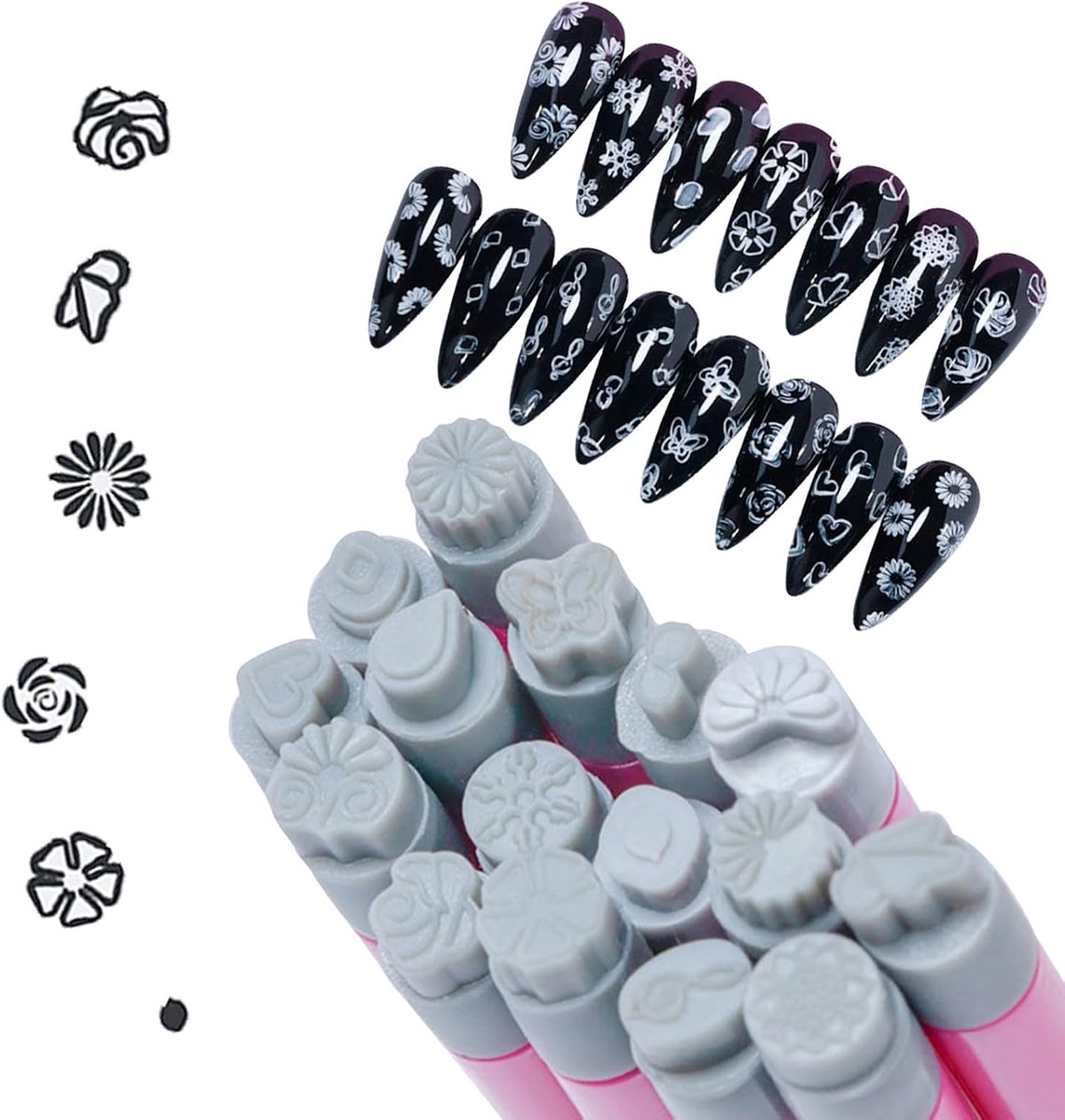 Nagel Stempel Set - Nail Art Tools - Creatieve Nagels - Dubbele Hoofd Stempel - 8 Delig