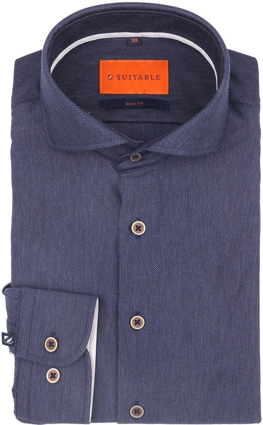 Chemise à chevrons bleu foncé (bleu marine) - Taille 39 - Chemises - Chemises habillées