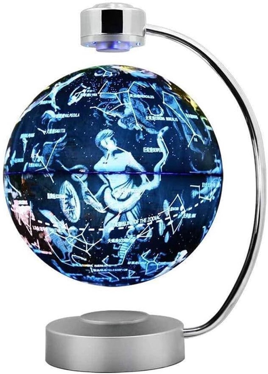 Zwevende Wereldbol - Educatief Cadeau - Thuiskantoor Decoratie - Magnetische Zweeftechniek - 20 cm Diameter - Tweekleurige Kaart