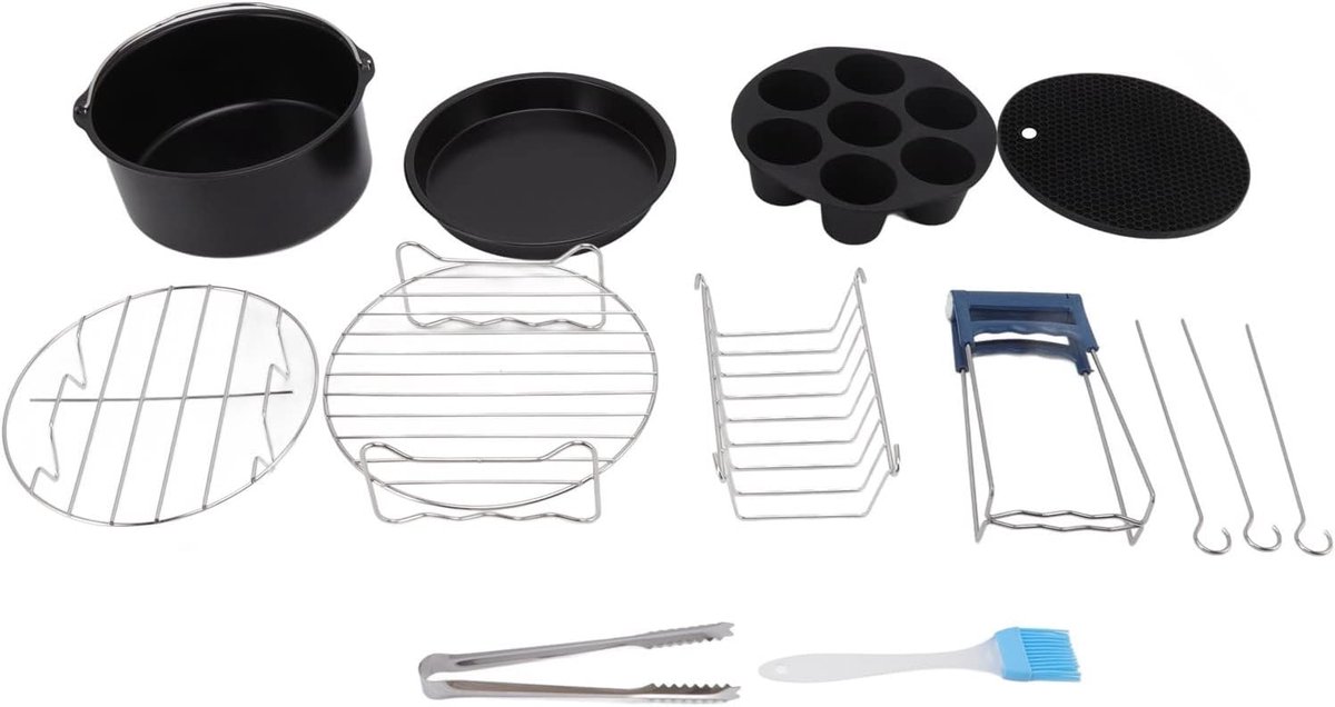 Bakvormen Set - Airfryer Accessoires - Thuis Bakken - Hittebestendig Roestvrij Staal - 18 cm