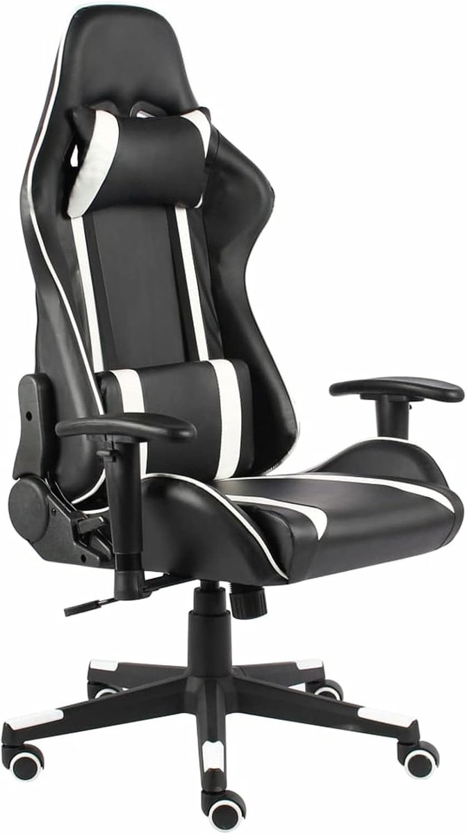 Draaibare Gamingstoel - Computerstoel Bureauchair - Langdurig Zitten - Verstelbare Rugleuning Kussens - 83 x 56 x 325 cm - Wit