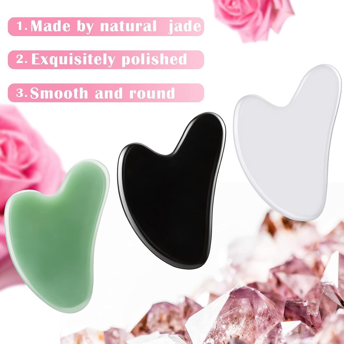 Gua Sha Hart - Gezichtsmassage Tool - Huidverzorging - Imitatie Jade - 8 x 5 cm - Grasgroen