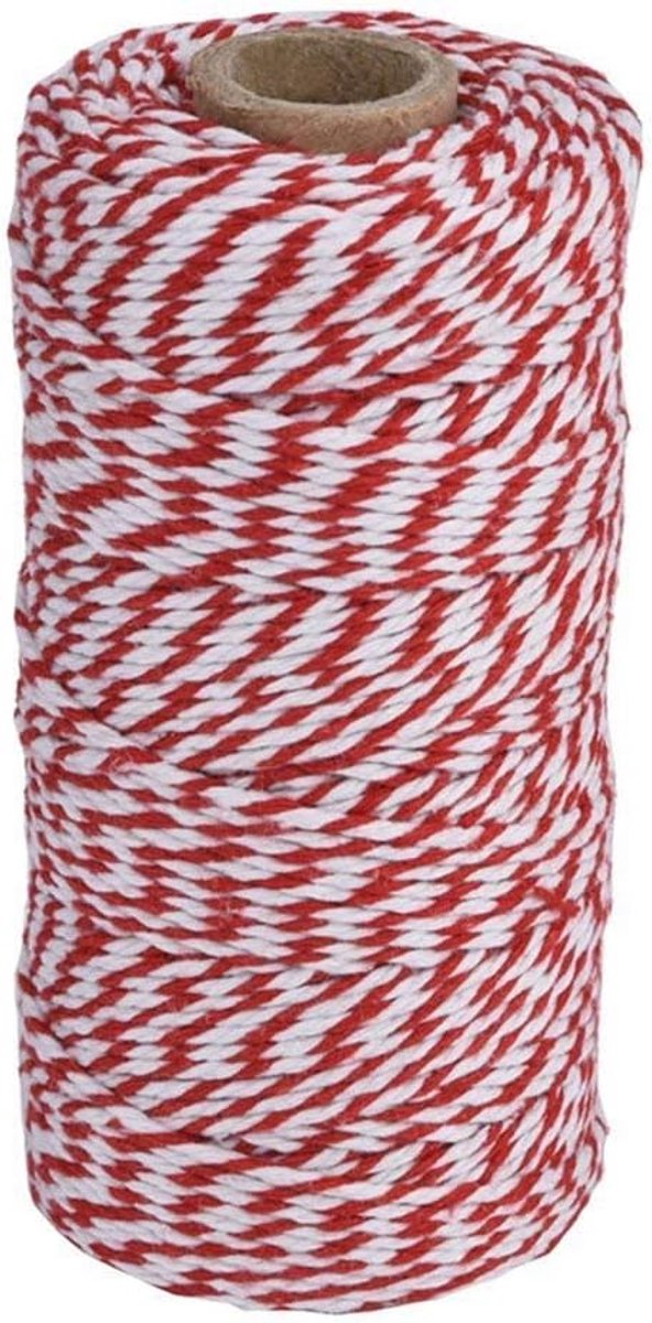 Keukentouw Katoen - Bakkers Touwlint - Klus Ambacht Verpakken - 100 Meter Lengte - Rood